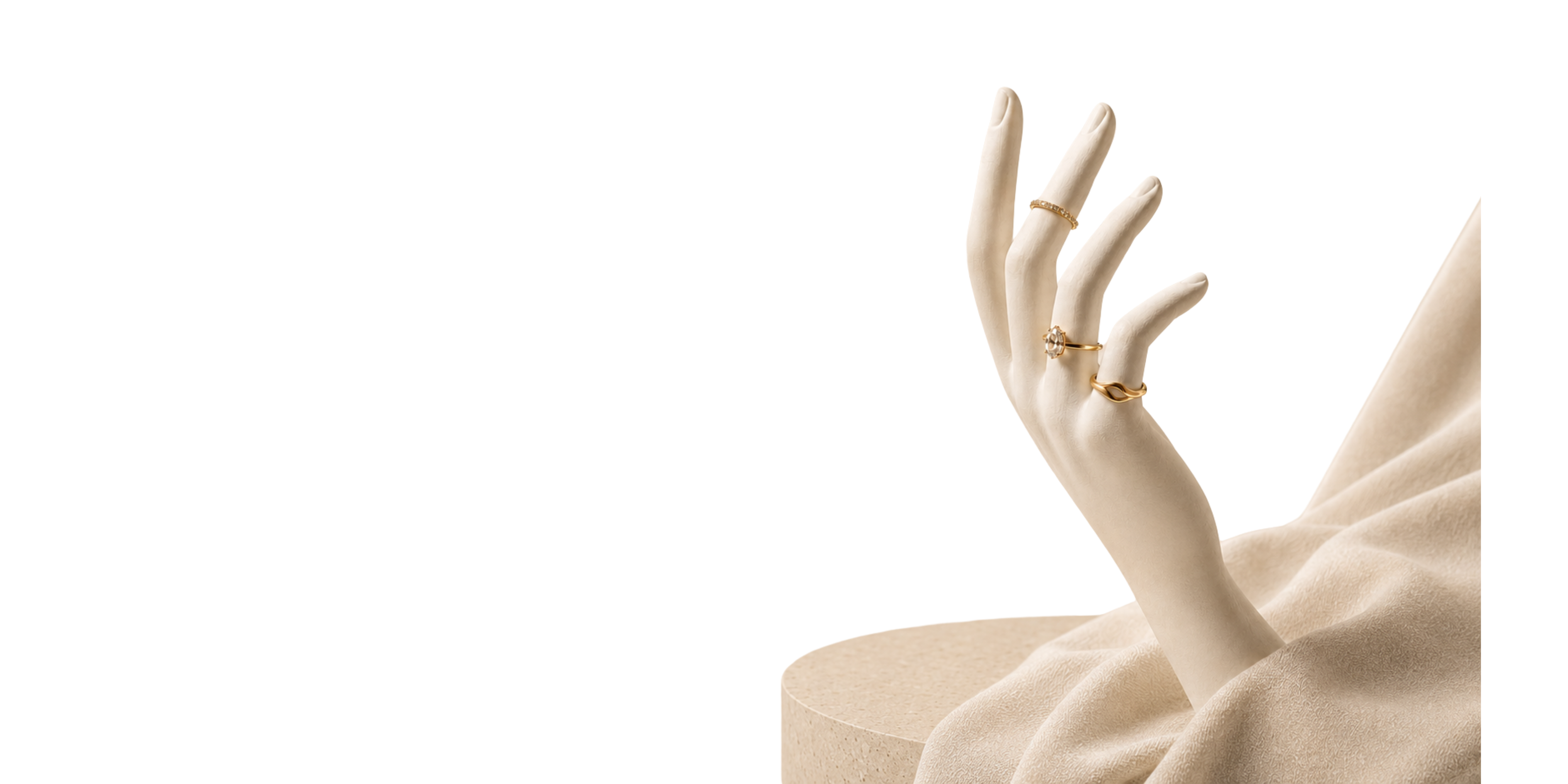 Model hand displaying Randilu Gems rings